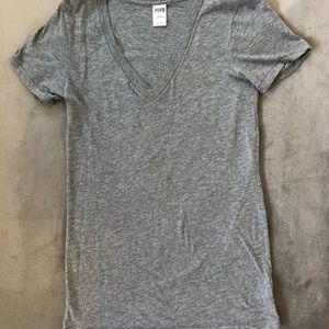 Gray V-neck T-shirt